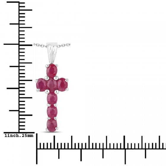 Anhänger mit Kette 925-Sterling Silber rhodiniert Glänzend  Rubin rot 