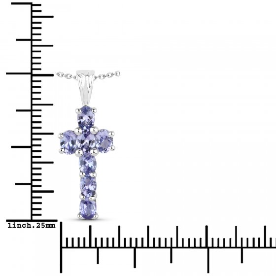 Anhänger mit Kette 925-Sterling Silber rhodiniert Glänzend  Tansanit violett 