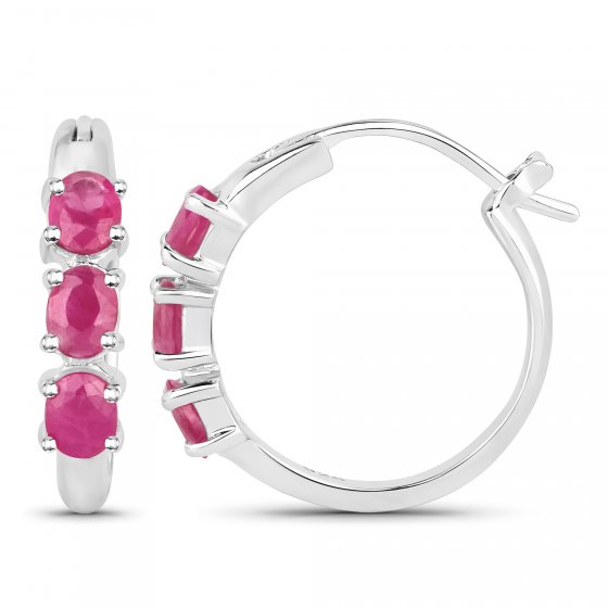 Ohrringe Silber 925 rhodiniert mit 6 natürlichen Rubinen 