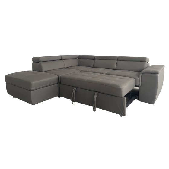 Couch Sandy mit Ottomane links Grau 