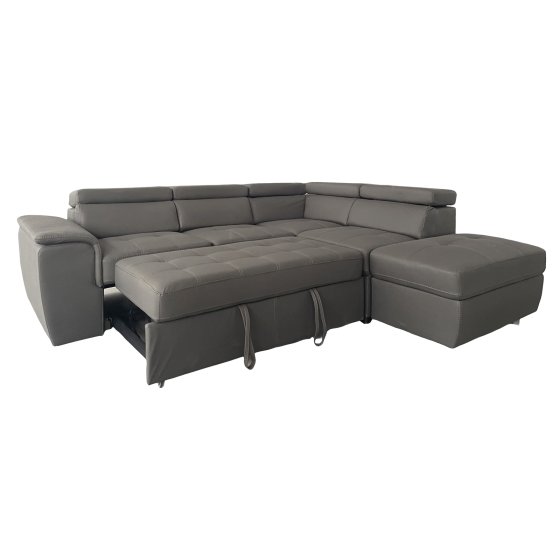 Couch Sandy mit Ottomane rechts Grau 