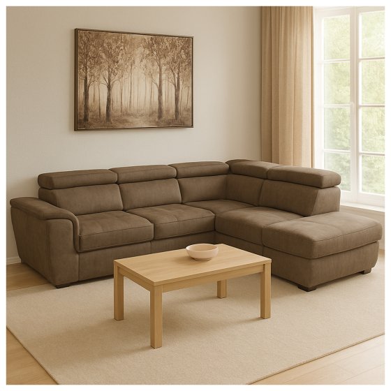 Couch Sandy mit Ottomane rechts Braun 