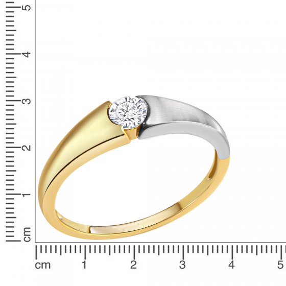 Ring 375/- Gelbgold 2farbig Zirkonia 