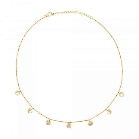 Halskette 925 Silber vergoldet Mondphasen Zirkonia 