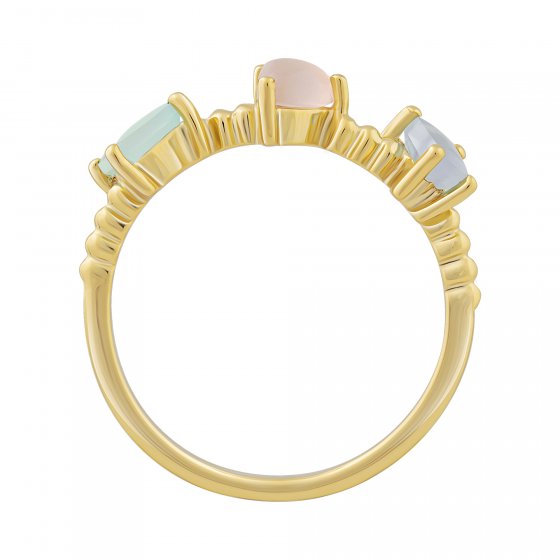 Ring 925 Silber vergoldet Echtstein Pastell 