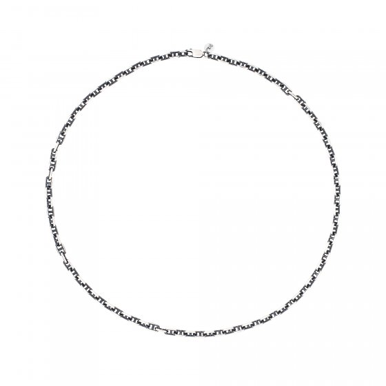 Kette 925 Sterling Silber oxidiert Steg-Anker Kette 