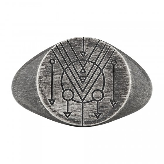 Ring 925 Silber Siegelring Kreis matt oxidiert Tattoo Motiv 