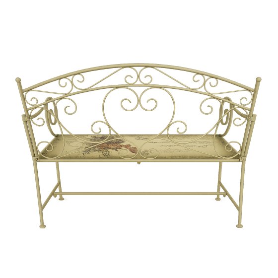 Gartenbank Schmetterling creme Metallbank mit Motiv Sitzfläche 109 cm 