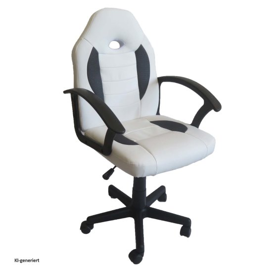 Schreibtischstuhl Junior höhenverstellbar ergonomischer Drehstuhl Weiß-Grau 