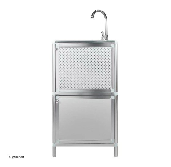 Spüle mit Unterschrank für Outdoorküche Silber 