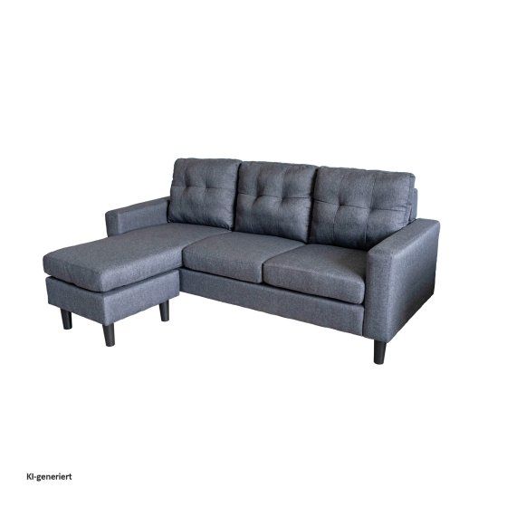 Polstercouch mit variabler Ottomane Reva Grau 