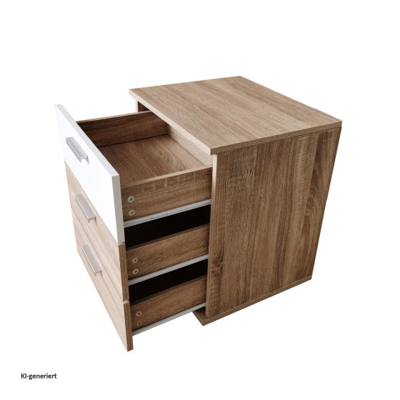 Nachtkommode 3 Schubladen Nina Sonoma Weiß 