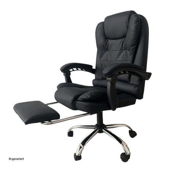 Chefsessel mit Fußstütze Kunstleder Schwarz 
