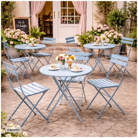 Gartentisch Basil Metall rund klappbar Blau 