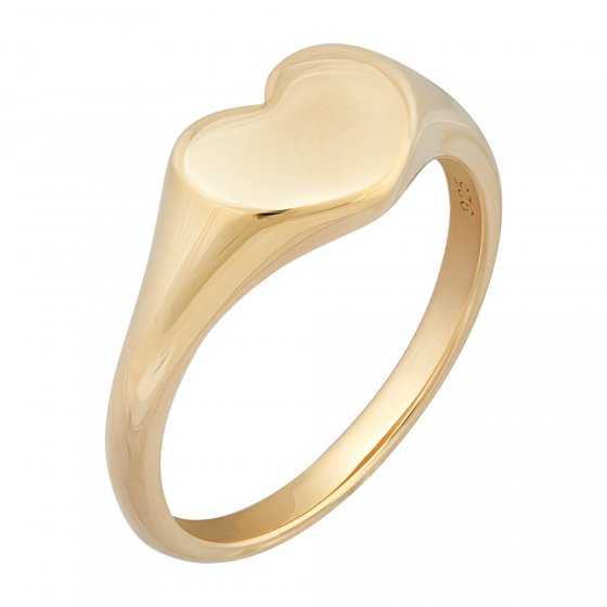 Ring 925 Sterling Silber vergoldet Siegelring Herz 