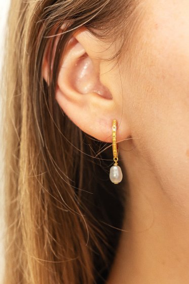 Creolen 925 Silber vergoldet Perlen Anhänger 