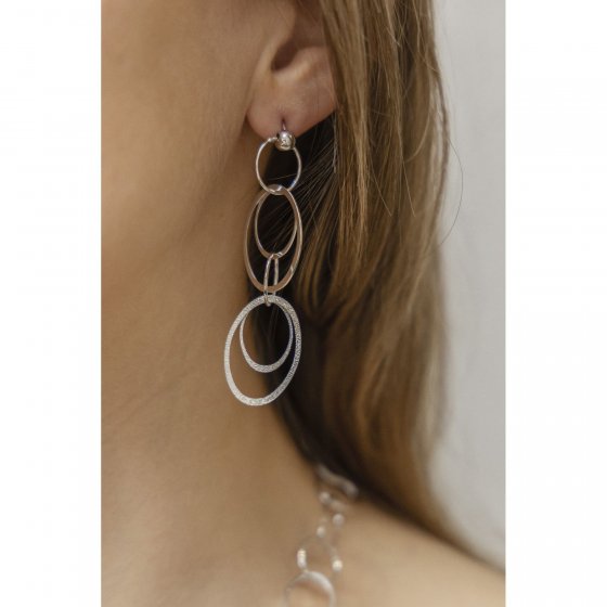 Ohrringe Silber 925 rhodiniert aus Ringen 6cm lang 