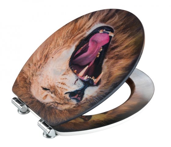 WC-Sitz Mod. Lion mit 3D-Effekt, MDF, mit Absenkautomatik