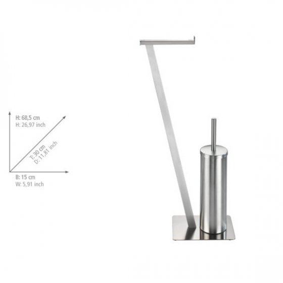 Stand WC-Garnitur Mod. Lirio Edelstahl matt, WC-Bürstenhalter mit Rollenhalter 