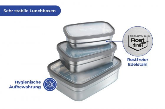 Lunchboxen Edelstahl, 6-teilig, Brotdosen 
