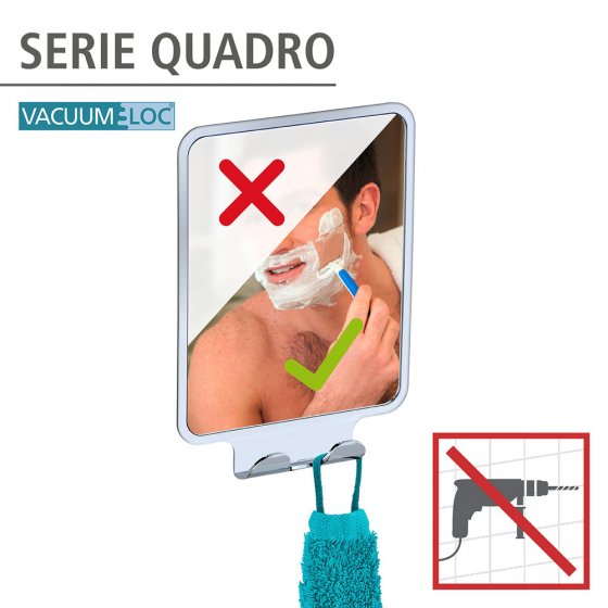 Vacuum-Loc® Antibeschlagspiegel Mod. Quadro, Befestigen ohne bohren 