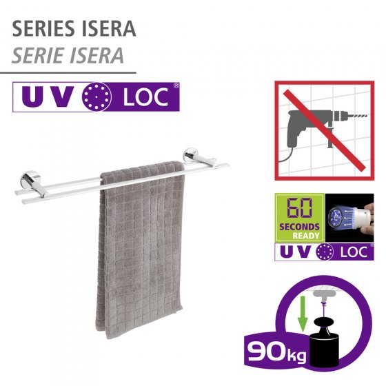 UV-Loc® Badetuchstange Duo Mod. Isera 60 cm, Befestigen ohne Bohren mit innovativem Klebesystem