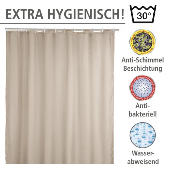 Anti-Schimmel Duschvorhang Uni Beige, Textil (Polyester), 180 x 200 cm, waschbar