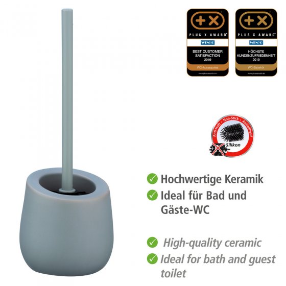 WC-Garnitur Mod. Badi Grau Keramik, mit Silikon-Bürstenkopf