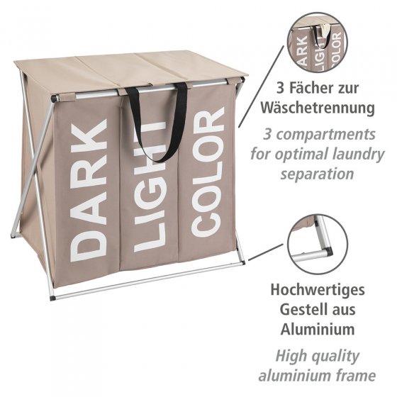Wäschesammler Mod. Trio Top Taupe, Fassungsvermögen: 118 Liter