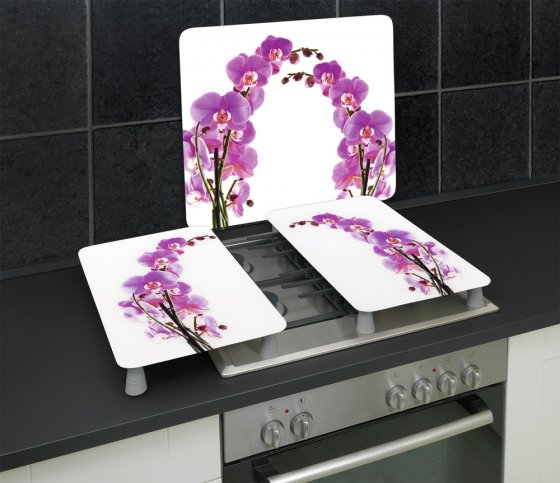 Herdabdeckplatte Universal Mod. Orchideenblüte 2er Set, für alle Herdarten