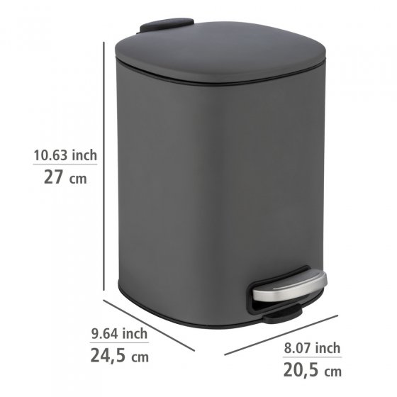 Treteimer Mod. Alassio, Grau 5 L, mit Easy-Close Absenkautomatik 