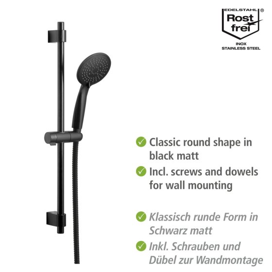Brauseset Mod. Young Schwarz, Länge Stange: 66 cm 