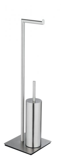 Stand WC-Garnitur Mod. Recco Edelstahl satiniert, WC-Bürste mit Silikon-Bürstenkopf
