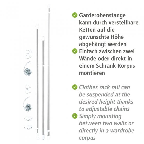 Teleskop-Garderoben-Set Edelstahl 3-teilig, verstellbar