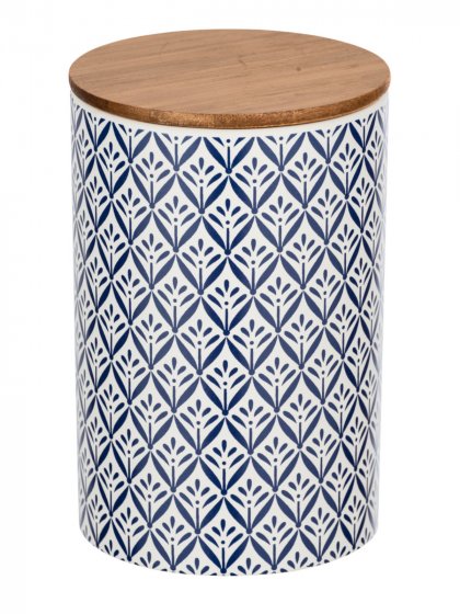 Aufbewahrungsdose Mod. Lorca 1,45 l , Keramikdose im mediterranen Ornamenten-Muster, Blau-Weiß 