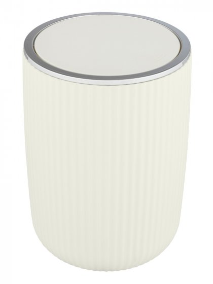 Schwingdeckeleimer Mod. Agropoli L Cremeweiß, Kosmetikeimer mit Schwingdeckel, 5,5 l 