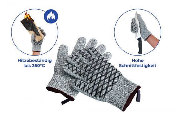 2in1 Hitze- & Schneidschutz Handschuh Herren 1 Paar, hitzebeständig, schnittfest 