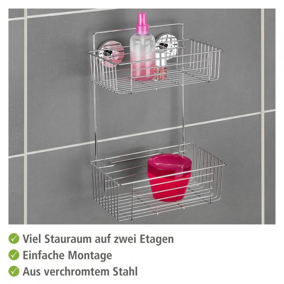 Vacuum-Loc® Wandregal 2 Etagen Mod. Bari, Befestigen ohne bohren