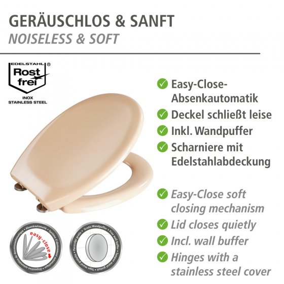 Premium WC-Sitz Mod. Ottana Beige, aus antibakteriellem Duroplast