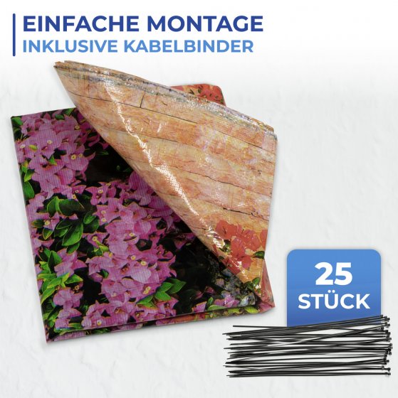 Balkon-Sichtschutz Mauer-Blumen, 5 m, UV- und witterungsbeständig 