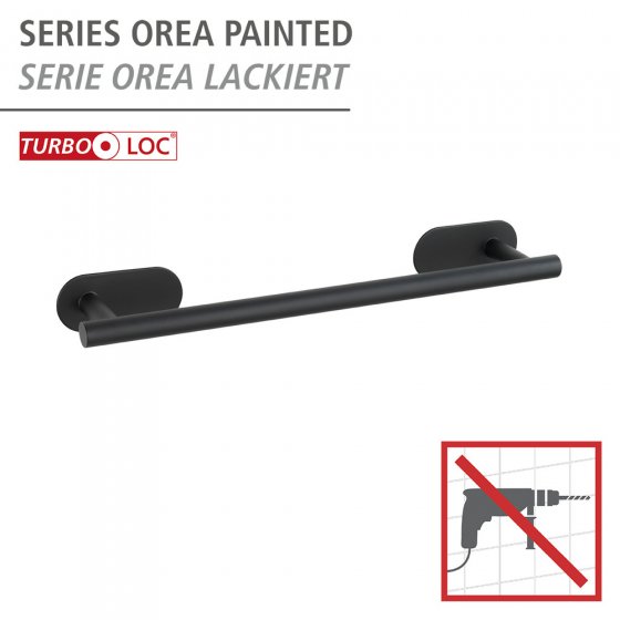 Turbo-Loc® Badetuchstange Mod. Orea Black Matt, 40 cm, Befestigen ohne bohren