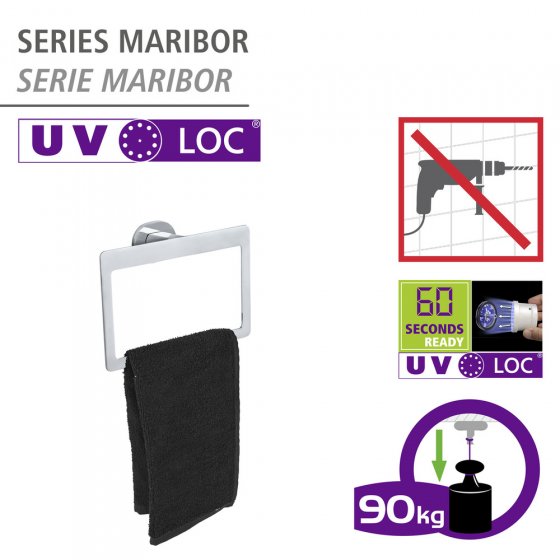UV-Loc® Handtuchring Mod. Maribor, Befestigen ohne Bohren mit innovativem Klebesystem 