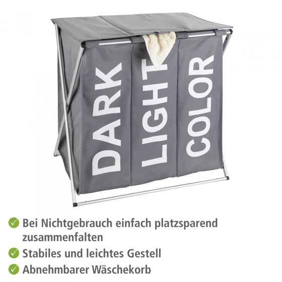 Wäschesammler Mod. Trio Top Grau, Fassungsvermögen: 118 Liter
