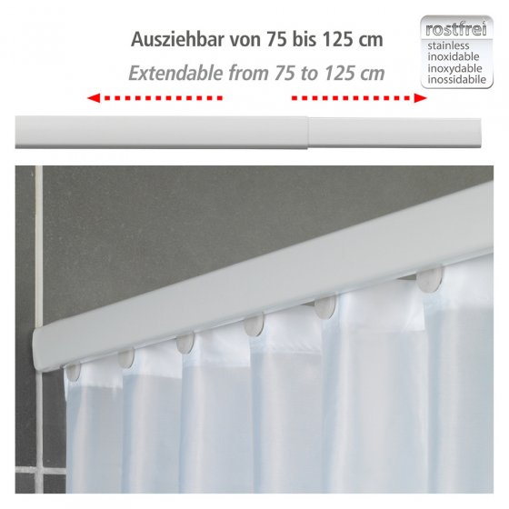 Teleskop-Duschschiene Mod. Era Weiß 75-125 cm, für Duschvorhänge 