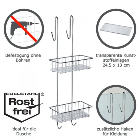 Duschcaddy Mod. Aldo 2 Etagen Edelstahl, rostfrei