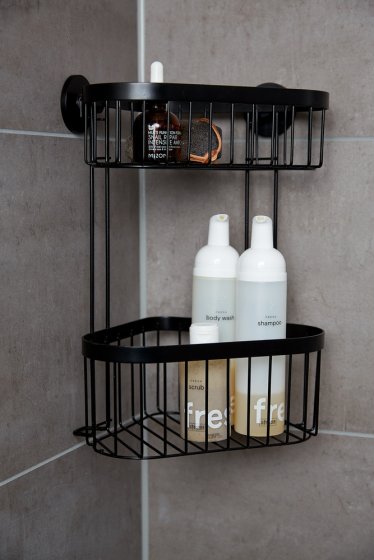 Eckregal 2 Etagen Classic Plus Black, mit hochwertigem Rostschutz
