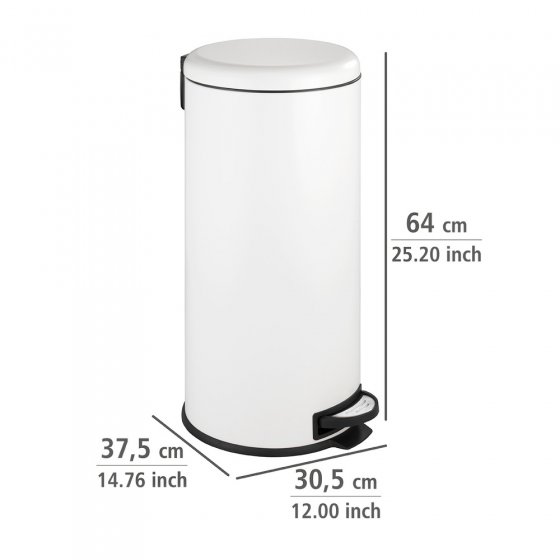 Treteimer Mod. Leman Easy Close Weiß 30 L, mit herausnehmbarem Einsatz