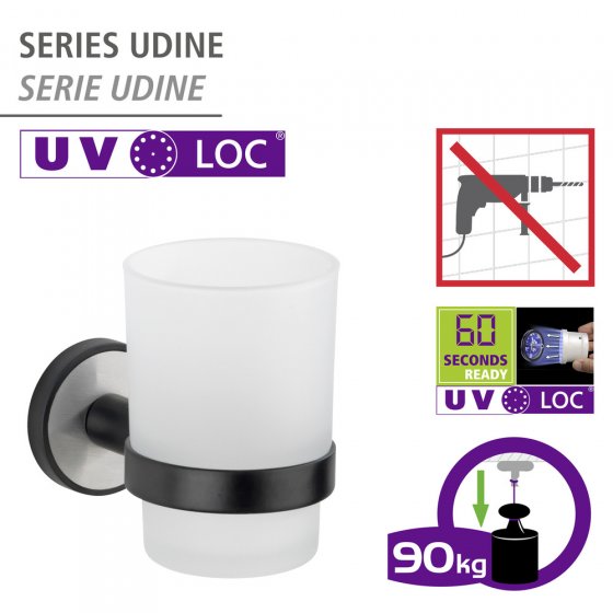 UV-Loc® Zahnputzbecherhalter Mod. Udine, Befestigen ohne Bohren mit innovativem Klebesystem