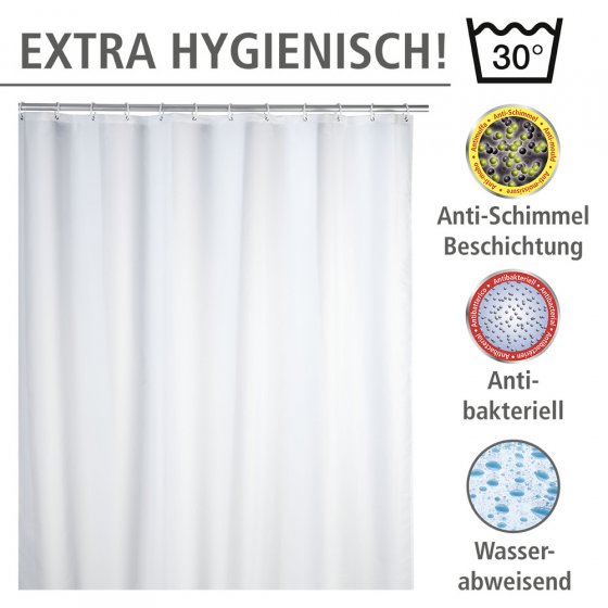 Anti-Schimmel Duschvorhang Uni White, 180 x 200 cm, Textil (Polyester), 180 x 200 cm, waschbar 