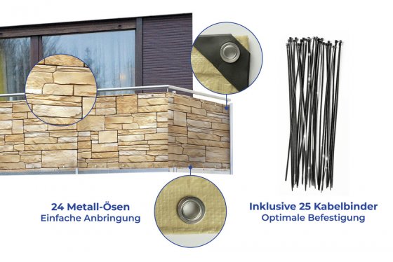 Sichtschutz Mauer 5m, für Balkon und Terrasse 